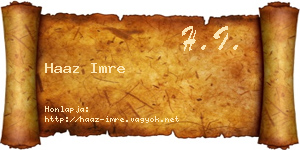Haaz Imre névjegykártya